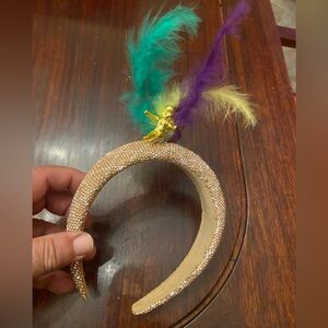 Elegant Gold mardi  Gras Feathered Headband